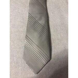 RBM Collection Necktie Mens One Size Silver Grey Excellent Ribbed Silk Stripe
